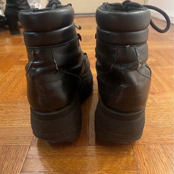 $495 The Kooples Black Leather Platform Grunge Boots Sneakers, SIZE 7 (38) - Picture 3 of 5